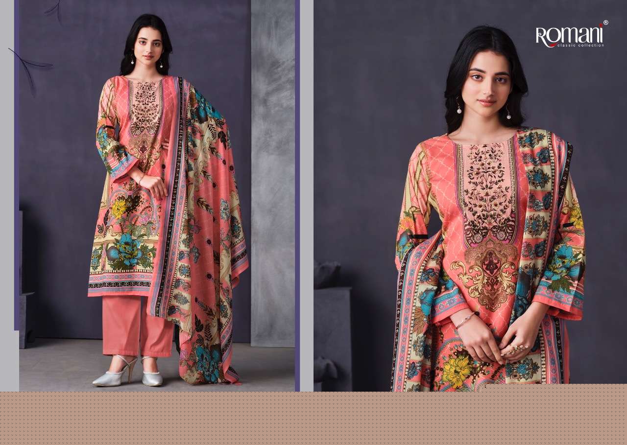 MAREENA VOL-9 BY ROMANI 1071-001 TO 1071-010 SERIES SUITS BEAUTIFUL FANCY COLORFUL STYLISH PARTY WEAR & OCCASIONAL WEAR SOFT COTTON PRINT DRESSES AT WHOLESALE PRICE